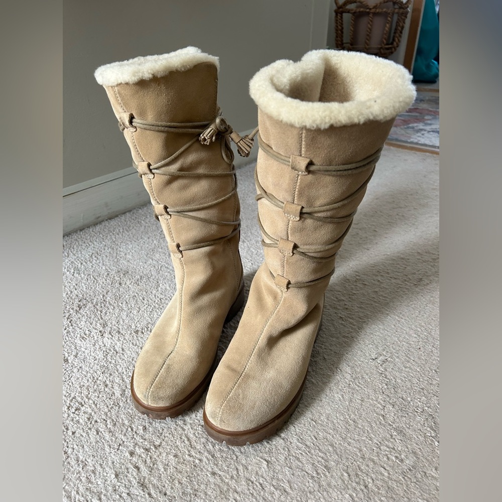 Timberland Tall Fur Lace Up Waterproof Boots sz 7